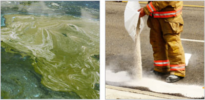 expanded perlite is used as a mineral sponge for oil and chemical spills